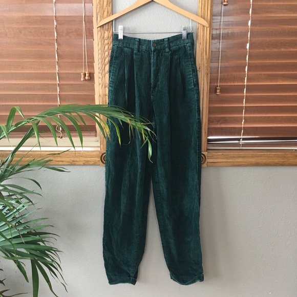 green high waisted corduroy pants